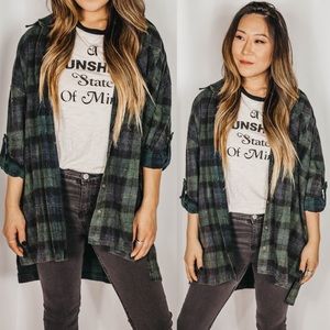NEW // Boyfriends Oversized Plaid Top - Green